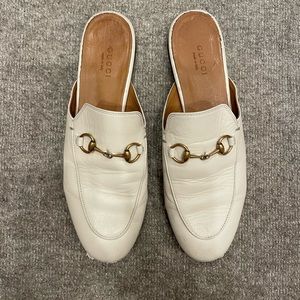 Gucci Princetown Leather Slipper, size 37 1/2 , cream
